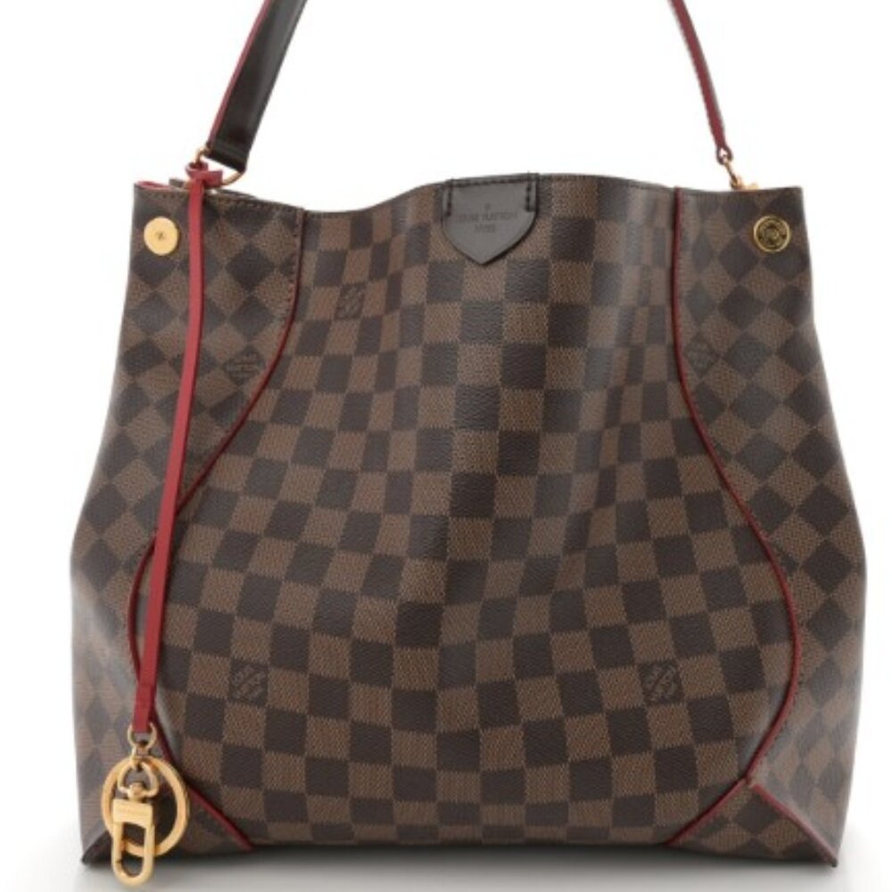 Louis Vuitton Damier Ebene Caissa Hobo in Cherry
